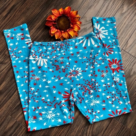 🦋B2G1🦋LuLaRoe Patriotic Firecracker Leggings - Picture 1 of 5